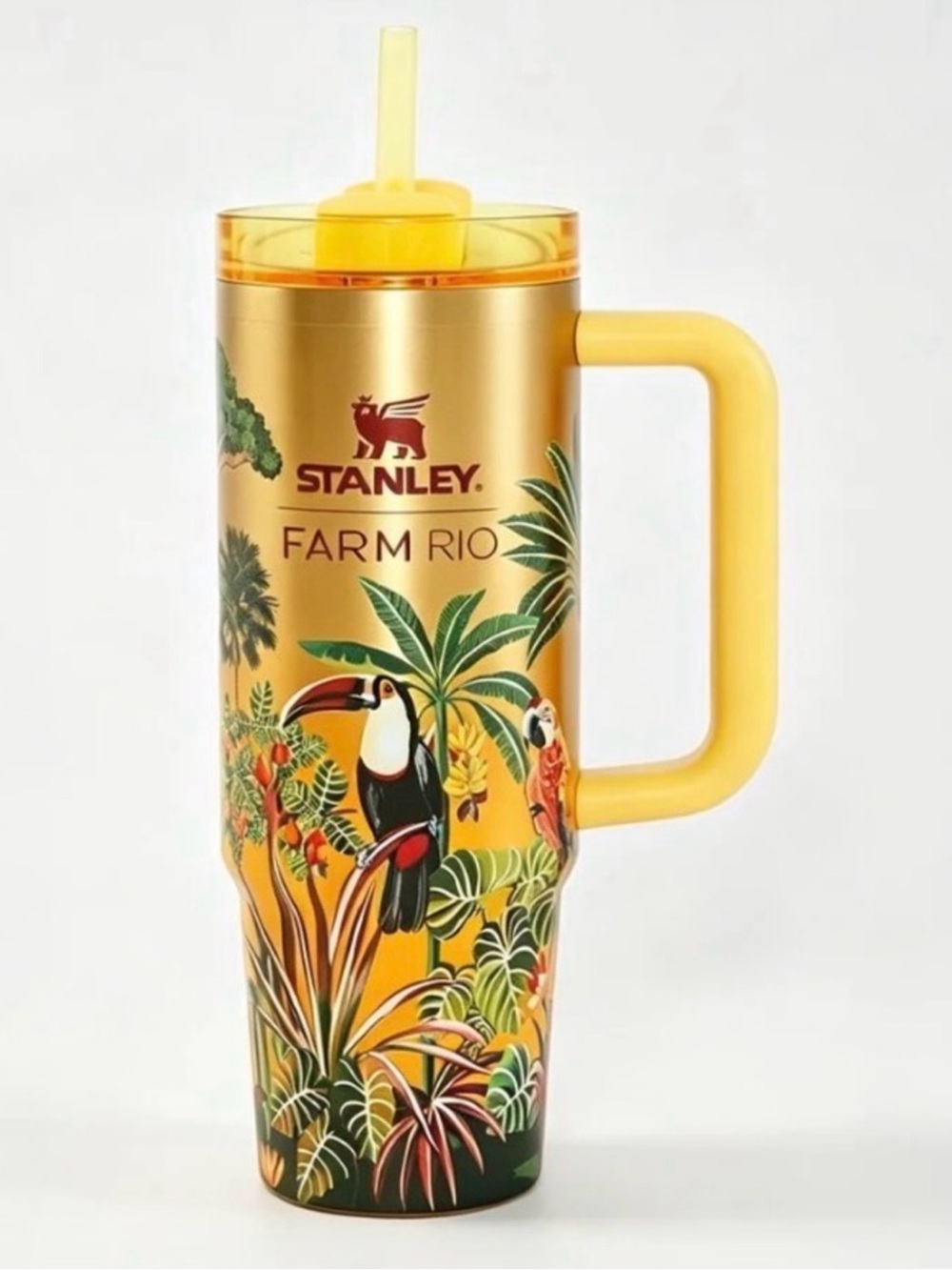 Limited Stanley Farm Rio Yellow Toucan Travel Tumbler with Handle 30oz